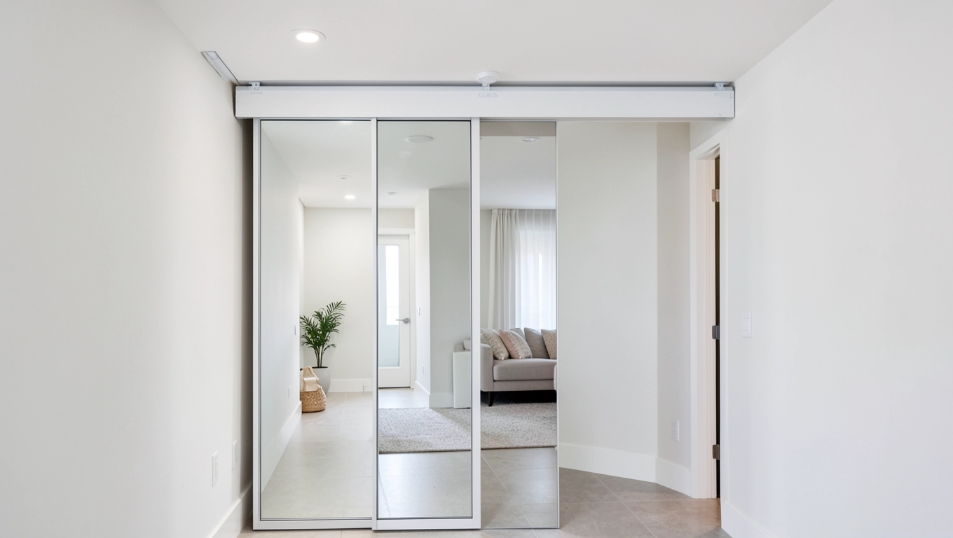 Drzwi przesuwne z lustrem naścienne