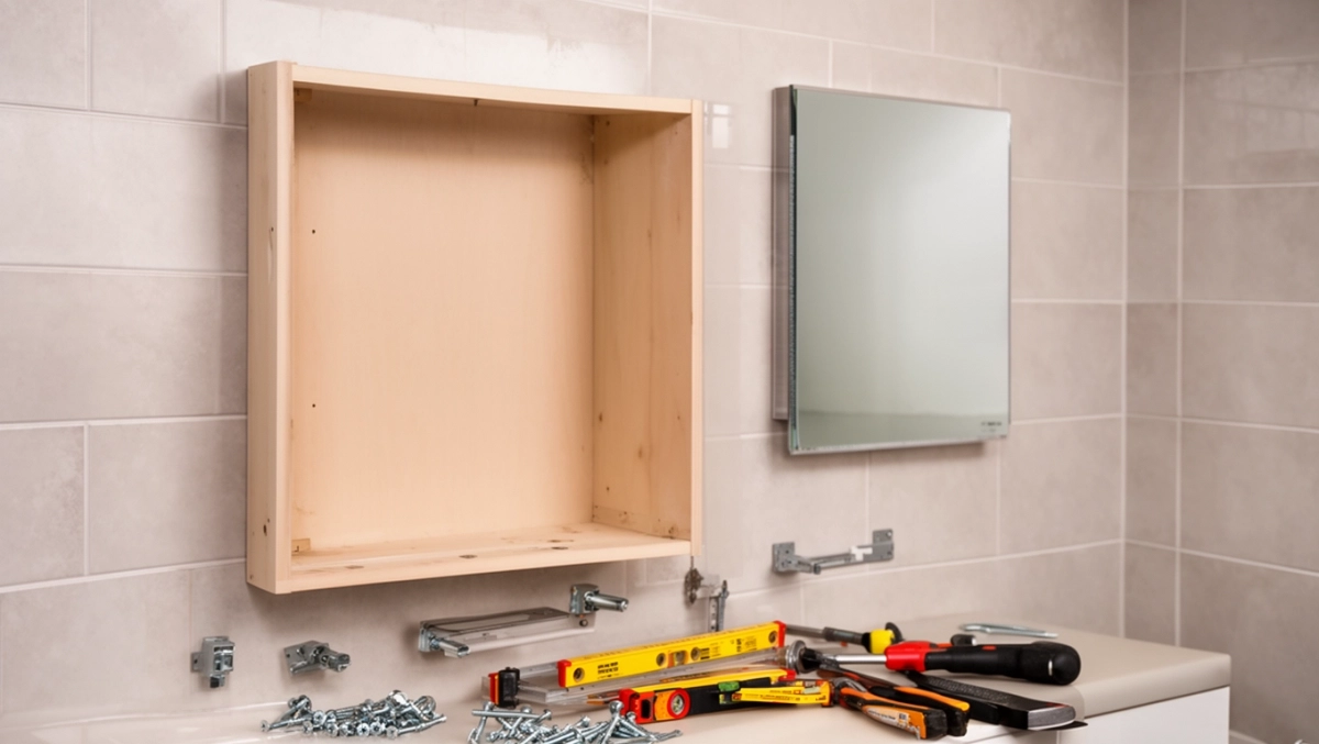 Montaż szafki łazienkowej z lustrem