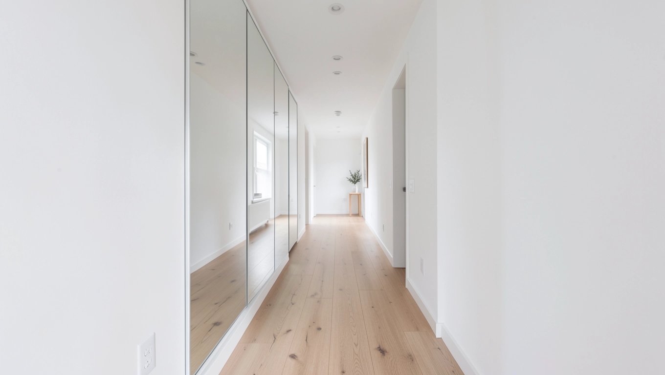 Optyczne powiększenie małego przedpokoju dużym lustrem